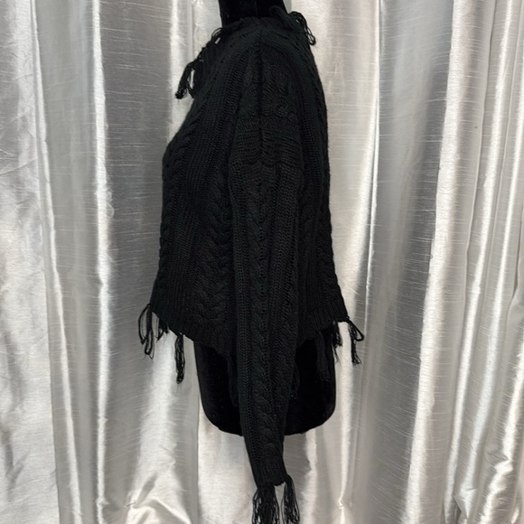 Altar’d State Black Cable Knit Fringe Boho Acrylic Relaxed Fit Sweater Womens S - Picture 5 of 9